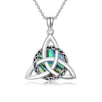 wholesale 925 Sterling Silver Triquetra Celtic Knot Abalone Shell Pendant Necklace for Women-Celtic Knot