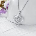 TOUPOP Sterling Silver & Stone Double Heart Pendant Necklace-0-3