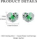 wholesale 925 Sterling Silver 925 Sterling Green Crystal Daisy Heart Stud Earrings for Women and Girls-0-2