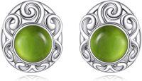 wholesale Sterling Silver Natural Stone Filigree Stud Earrings Christmas Gifts-Filigree Peridot Earrings