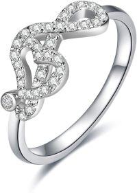 wholesale TOUPOP Musical Note Ring Sterling Silver Music Ring Inlaid With Zircon Treble Clef Ring Jewelry Gift For Women Music Lover (music Ring, 8) -undefined