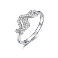 TOUPOP Sterling Silver Zircon Musical Note Treble Clef Ring-undefined