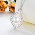 wholesale 925 Sterling Silver Pearl Pendant Necklace White Gold Plated Teardrop Beaded Infinity Frame-0-2