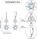 wholesale 925 Sterling Silver Celtic Moonstone Sun Leverback Filigree Drop Earrings-0-1