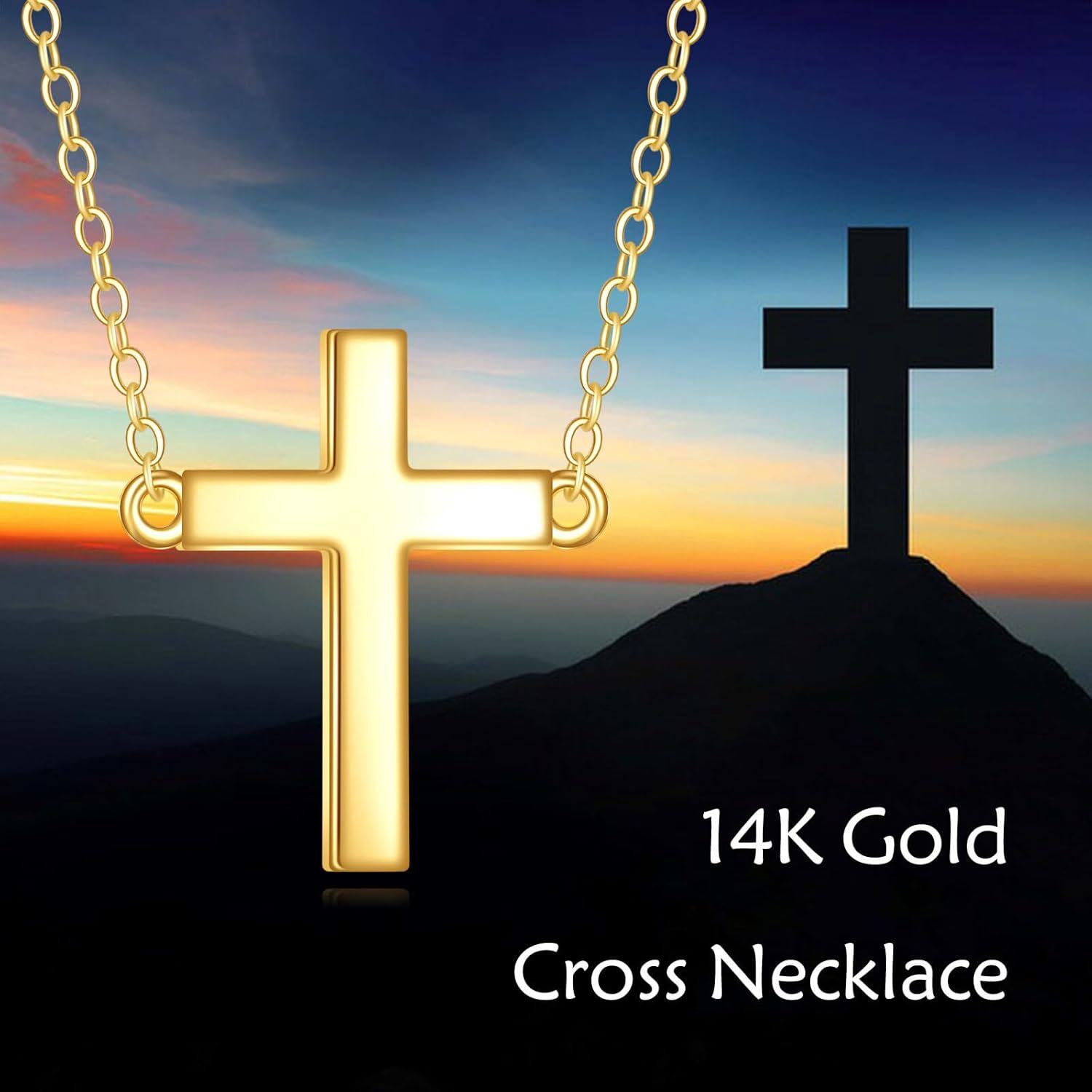 wholesale 14K Gold Cross Pendant Necklace Religious Jewelry for Men and Women-0-5