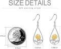 wholesale 925 Sterling Silver Gold Plated Sunflower Teardrop Dangle Earrings for Women Girls  4cm Long-0-4