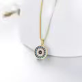 wholesale 925 Sterling Silver Round Blue Crystal Evil Eye Pendant Necklaces Wholesale for Women Greek Protection s-0-6