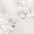 wholesale 925 Sterling Silver Teardrop Moonstone & Black Cat Paw Print Leverback Drop Earrings-0-2