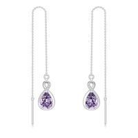 wholesale 925 Sterling Silver 12 Birthstone Infinity Threader Drop Earrings for Women-6-June-Alexandrite Purple