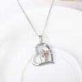wholesale 925 Sterling Silver Hypoallergenic Angel and Dog Heart Pendant Necklace with Cubic Zirconia - Sister Gift-0-3
