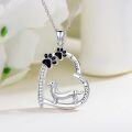 wholesale 925 Sterling Silver Dachshund Love You Forever Paw Print Heart Pendant Necklace for Women Dog Lovers -0-3