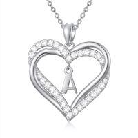 TOUPOP Sterling Silver Heart Initial A-Z Pendant Necklace Gift for Women-undefined