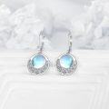 wholesale 925 Sterling Silver Round Blue Moonstone Celtic Knot Leverback Drop Earrings-0-2