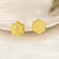 wholesale 925 Sterling Silver Plated Gold Flower Stud Earrings Wholesale with Cubic Zirconia - Elegant Floral Design for Women's Fashion Accessories-0-3