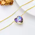 TOUPOP Gold Plated S925 Sterling Silver Crystal Layered Heart Necklace-0-4