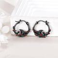 wholesale  Bat Design 925 Sterling Silver Small Huggie Hoop Earrings with Red Crystal Stone  for Women-0-2