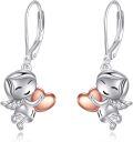 wholesale 925 Sterling Silver Heart Angel Girl Stud Earrings Gift for Women-0-5