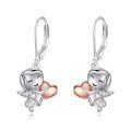 wholesale 925 Sterling Silver Heart Angel Girl Stud Earrings Gift for Women-0-5
