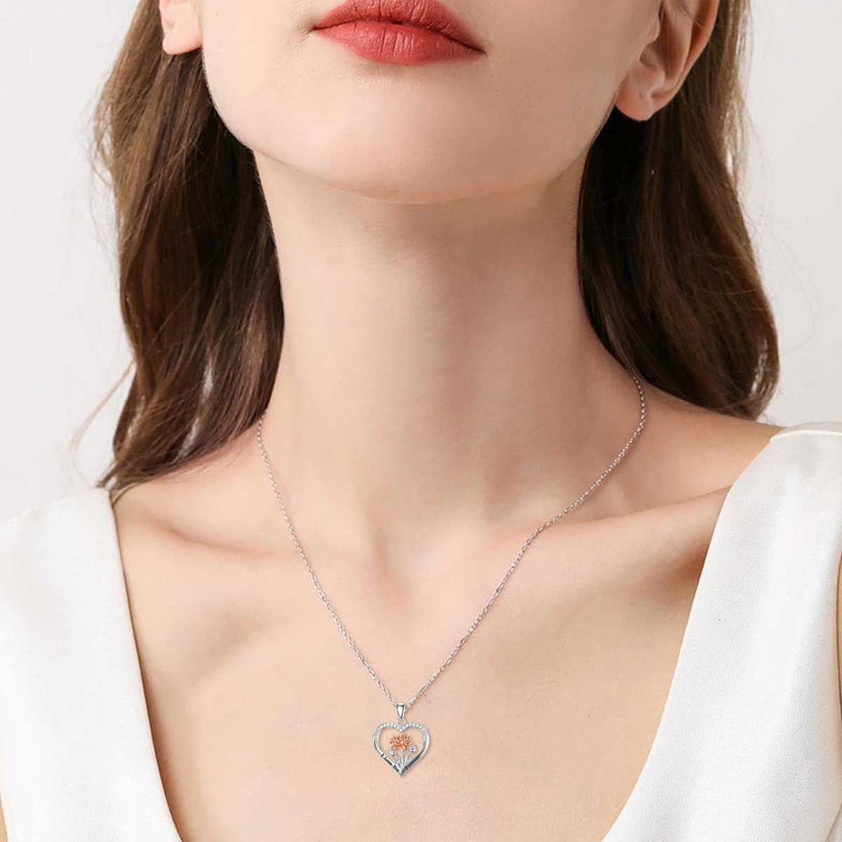  Sterling Silver Tulips Rose Sunflower Lotus Pendant Necklace Jewelry Gift -0-3