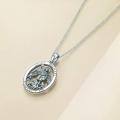 wholesale 925 Sterling Silver Oxidized Saint Michael Protect Us Oval Pendant Necklace-0-2
