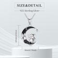 wholesale 925 Sterling Silver Crescent Moon Rabbit Star Black Crystal Necklace Pendant-0-1