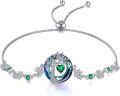 wholesale 925 Sterling Silver & Green Created Emerald May Birthstone Tree of Life Bracelet for Women-0-0