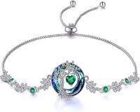 wholesale 925 Sterling Silver & Green Created Emerald May Birthstone Tree of Life Bracelet for Women-05-May-Emerald