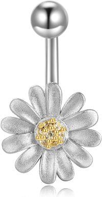 wholesale 925 Sterling Silver Daisy Belly Button Ring Flower Piercing Jewelry for Women Hypoallergenic-daisy