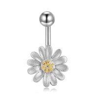 wholesale 925 Sterling Silver Daisy Belly Button Ring Flower Piercing Jewelry for Women Hypoallergenic-daisy