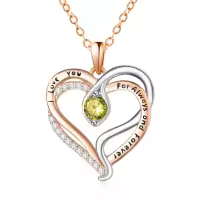 wholesale 925 Sterling Silver Snake Pendant Necklace with Birthstone for Women-08 Aug - Peridot