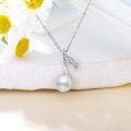 wholesale 925 Sterling Silver Natural Diamond Music Note Necklace with Pearl Pendant for Musician Graduation Gifts-0-1
