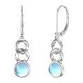 wholesale 925 Sterling Silver Platinum Plated Blue Opalite Chain Link Drop Earrings-0-0