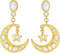 wholesale Gold-Plated 925 Sterling Silver Opal & Cubic Zirconia Crescent Moon and Star Drop Earrings for Women-0-0