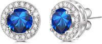 wholesale 925 Sterling Silver Austrian Crystal Birthstone Studs Earrings Hypoallergenic  Halo Gift for Her-September