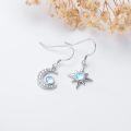 wholesale 925 Sterling Silver Moonstone Star & Crescent Dangle Huggie Earrings-0-2