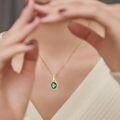 wholesale Gold-Plated 925 Sterling Silver Teardrop Green Crystal Pendant Necklace-0-1