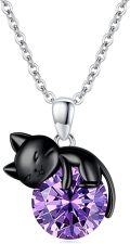 wholesale 14K Gold Pink Crystal Black Cat Pendant Necklace for Women Cats Lover-0-80