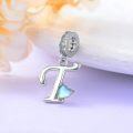 wholesale 925 Sterling Silver Heart-Shaped Blue Moonstone Initial N Charm Pendant Necklace Gift-0-16