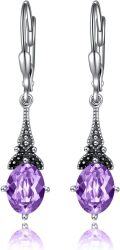 wholesale Sterling Silver Austrian Crystal Vintage Drop Dangle Leverback Earrings-0-23