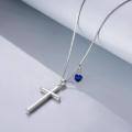 wholesale 925 Sterling Silver Cross Pendant With Blue Opal And Philippians Inscription-0-19