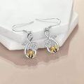 wholesale 925 Sterling Silver Rose & Gold Bee Honeycomb Drop Earrings Gift for Her-0-3