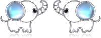 wholesale 925 Sterling Silver Moonstone Elephant Stud Earrings - Cute Animal  for Women-Elephant Earrings