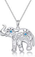 wholesale 925 Sterling Silver Elephant Pendant with Blue Crystal Eyes and Floral Design - Unique Animal  for Her-0-0