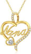 wholesale 14K Gold Diamond Nana Heart Pendant Necklace for Women-0-0