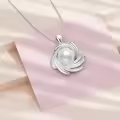 wholesale 925 Sterling Silver AAA+ White Freshwater Pearl Spiral Design Pendant Necklace-0-3