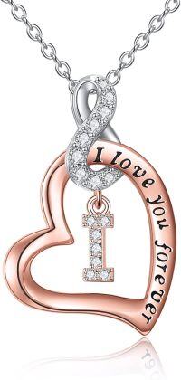 wholesale 14K Rose Gold Sterling Silver Heart Infinity Name Pendant Letter Necklace-I