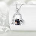 wholesale 925 Sterling Silver Black Skunk in Heart Pendant Necklace for Women Girls Gifts-0-2
