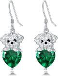 wholesale Metal Birthstone Dog Earring Maltese Dangle Earrings Gift for Women-0-0