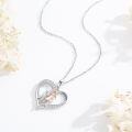 wholesale 925 Sterling Silver Heart-Shaped Mother and Child Pendant Necklaces for Women's Gifts-0-5