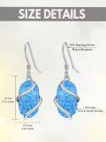 wholesale 925 Sterling Silver Blue Opal Drop Dangle Earrings for Women, Hypoallergenic-0-5